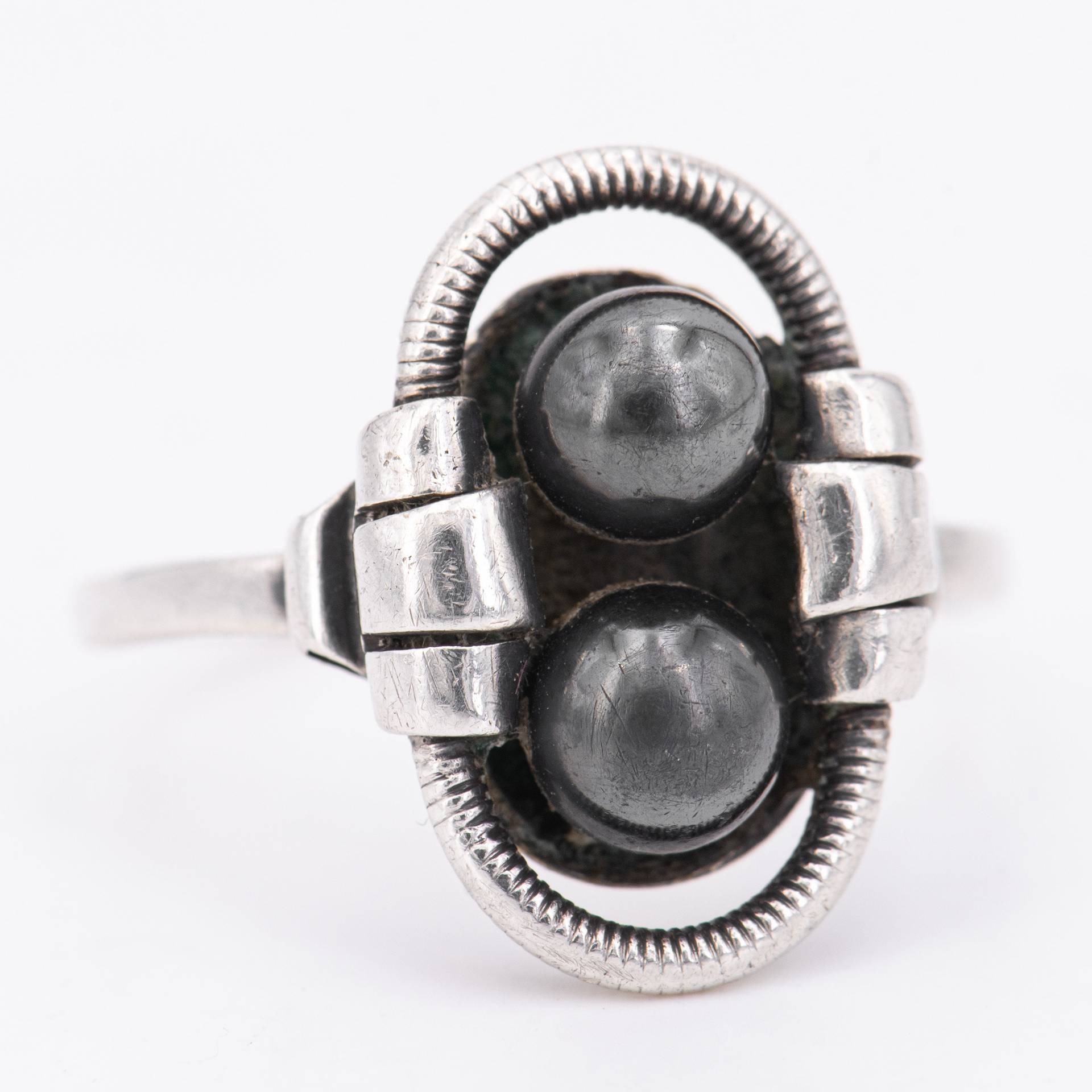 Gr. 56 - Vintage Silber 835 Design Damenring Mit Zwei Tahitiperlen Handarbeit Um 1975 von vintagejuwelier
