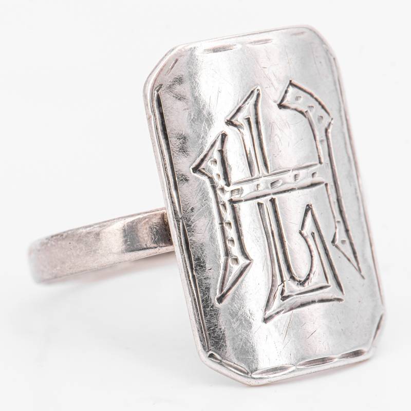Gr. 60 - Antiker Jugendstil Silber 800 Monogrammring Hl/Lh Siegelring Initialenring Unisex Um 1910 von vintagejuwelier