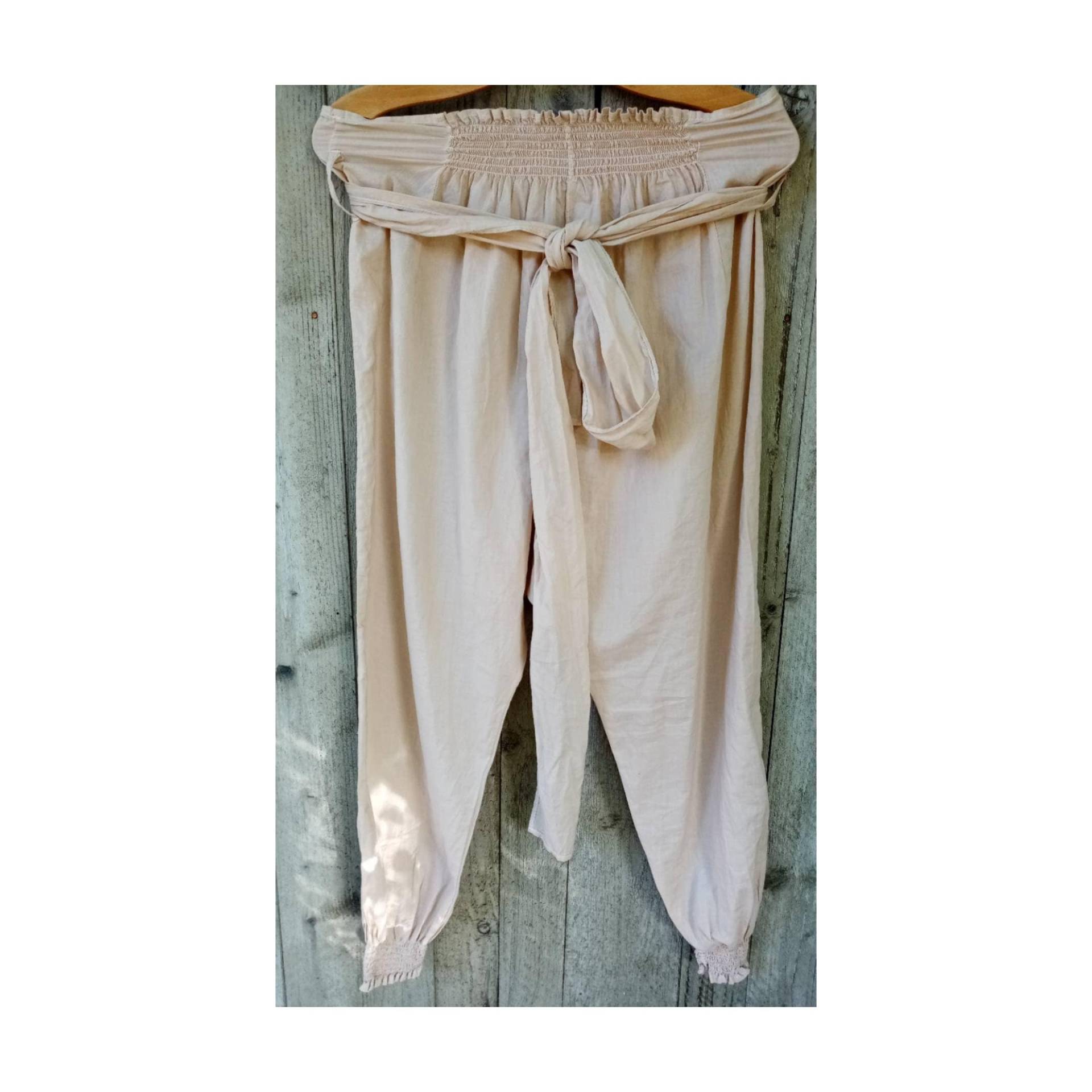 Vintage Frauen Haremshose Beige Baumwolle Creme Hose M/L von vintagelolitas