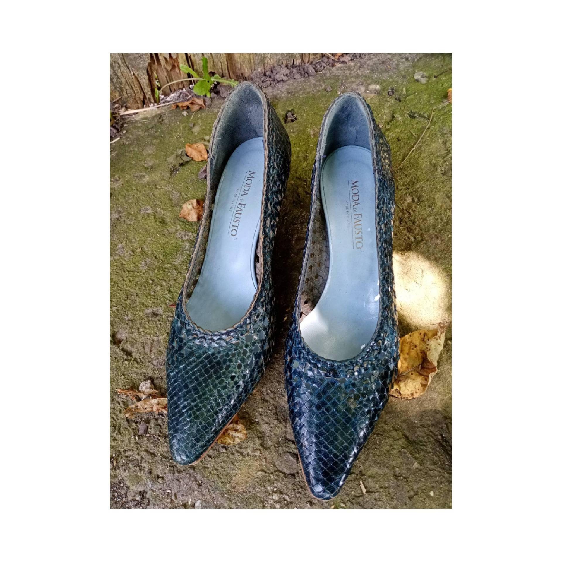 Vintage Webleder Damen Schuhe Blau Low Heeled Eu37. 5 Uk 4, 5 Us7 von vintagelolitas