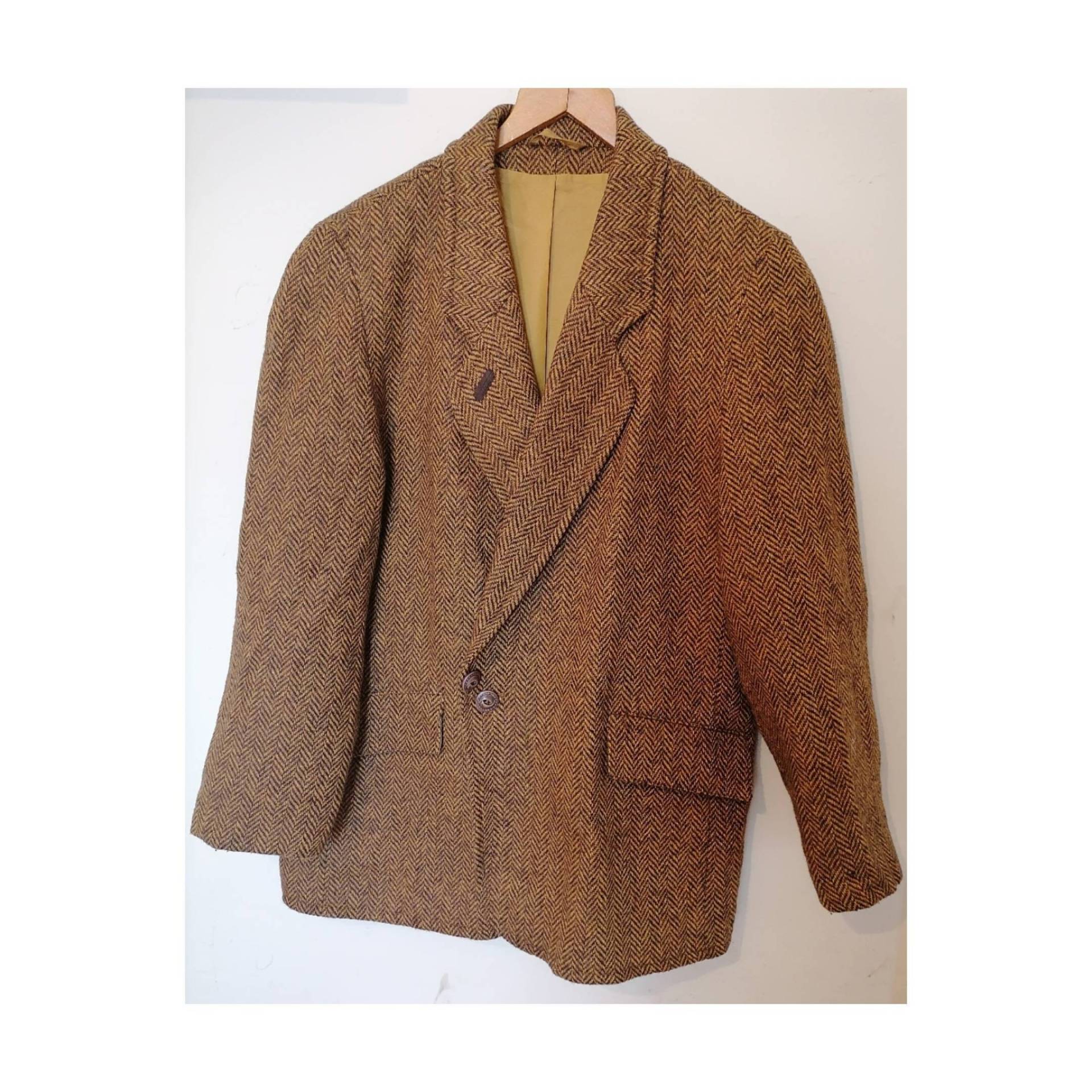 Vintage Wolle Herringbone Jacke Senfbraun Blazer Mantel M/L von vintagelolitas