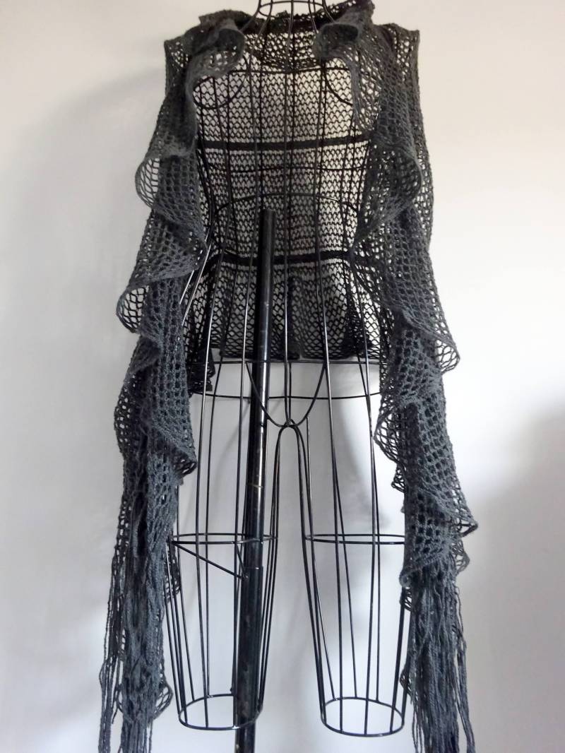 Graue Spitze Schal, Warmen Langen Mode-Schal, Große Frauen Weichen Schal Graue Spitze Schal, Warmen Langen Mode-Schal, Große Frauen Weichen Schal von vintagenataligo
