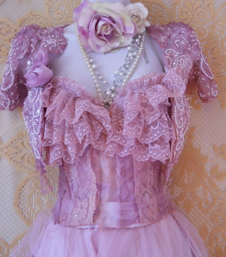 Mauve Lavendel Flieder Spitze Bustier Korsett Ohne Knochen Viktorianisch Romantisch Shabby Customby Vintage Opulence Auf Etsy von vintageopulence