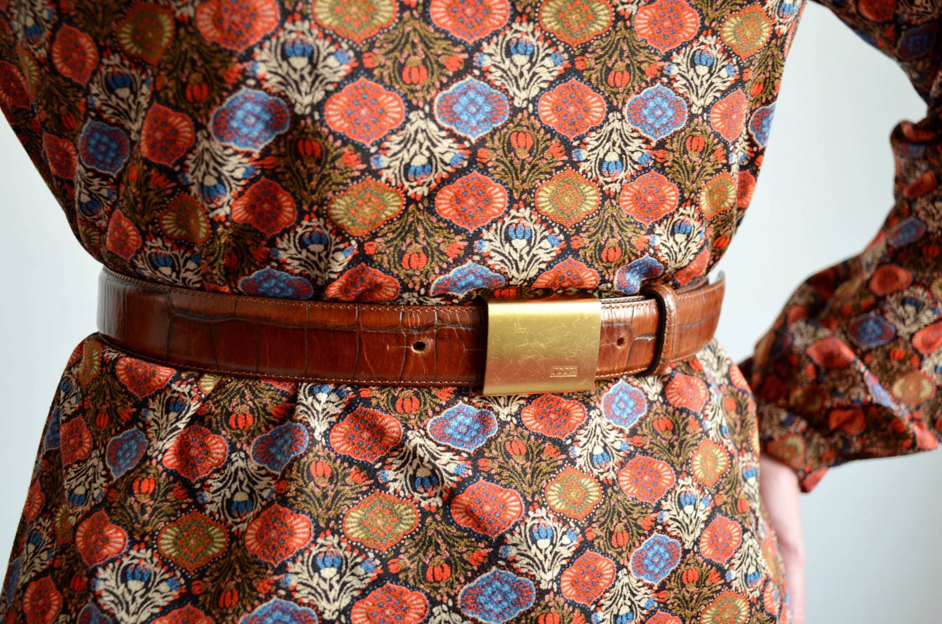 Jahrgang Joop Ledergürtel, Geprägter Brauner Ledergürtel Mit Goldener Metallschnalle, Designer Echter Made in Italy von vintagepavillon