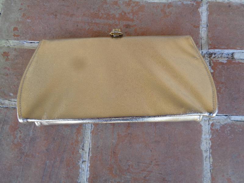 Vintage Damen Clutch Handtasche Gold 1950-60 Retro Mod Abschlussball Formale Braut Hochzeit Abend von vintagerose1234