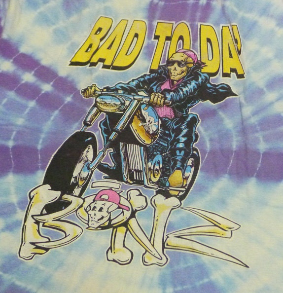 Vintage 80Er Jahre Batik Motorrad T-Shirt Totenkopf Skelett Reiter von vintageteesonline
