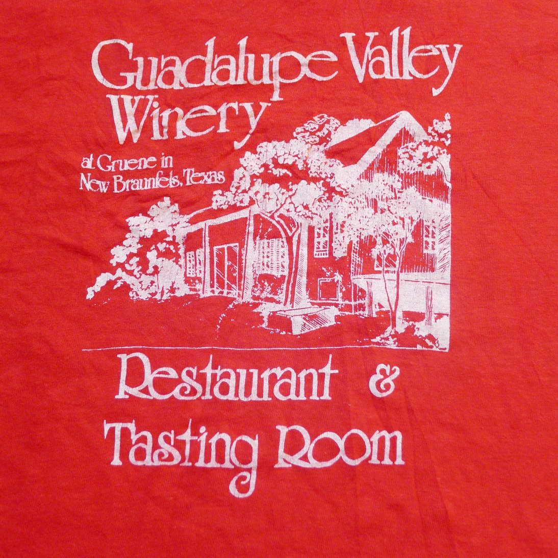 Vintage 80Er Jahre Guadalupe Valley Winery Restaurant & Tasting Room Rotes T-Shirt, Gruene New Braunfels Texas von vintageteesonline