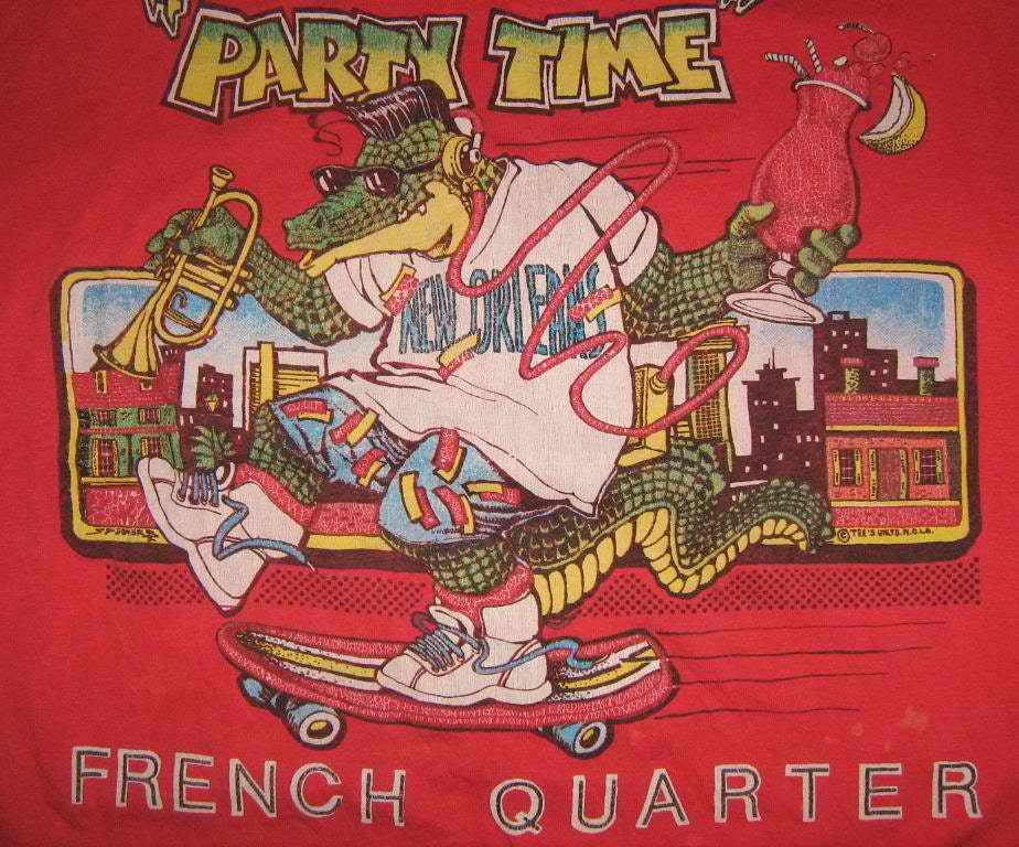 Vintage 80Er Jahre New Orleans French Quarter Party Time Rotes T Shirt von vintageteesonline
