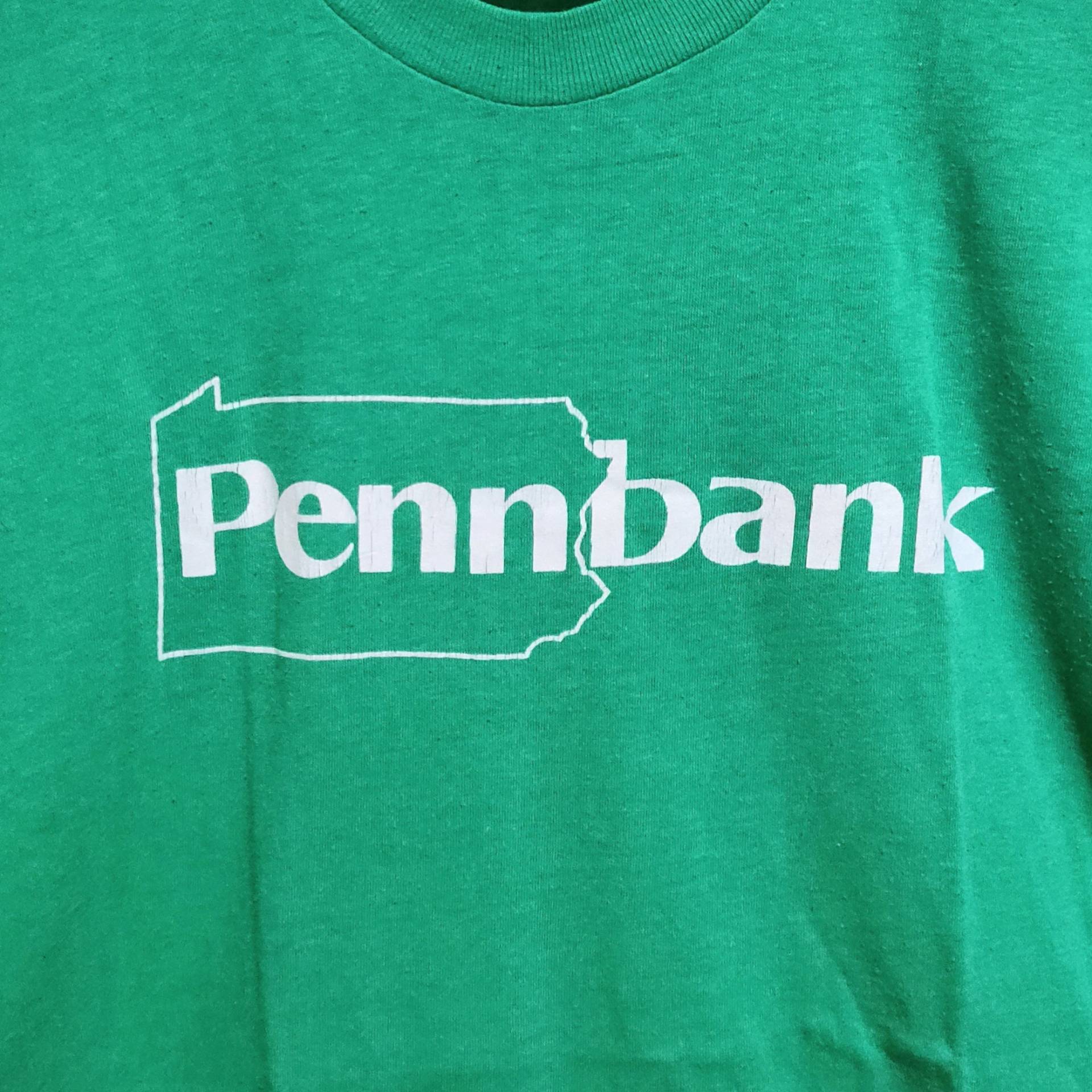 Vintage 80Er Jahre Pennbank Pennsylvania Bank Penn Grün T-Shirt von vintageteesonline