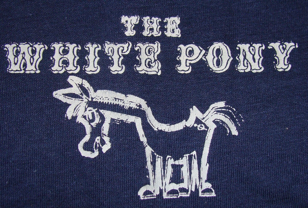 Vintage 80Er Jahre The White Pony T-Shirt, Rockabilly Western Shirt Blau von vintageteesonline