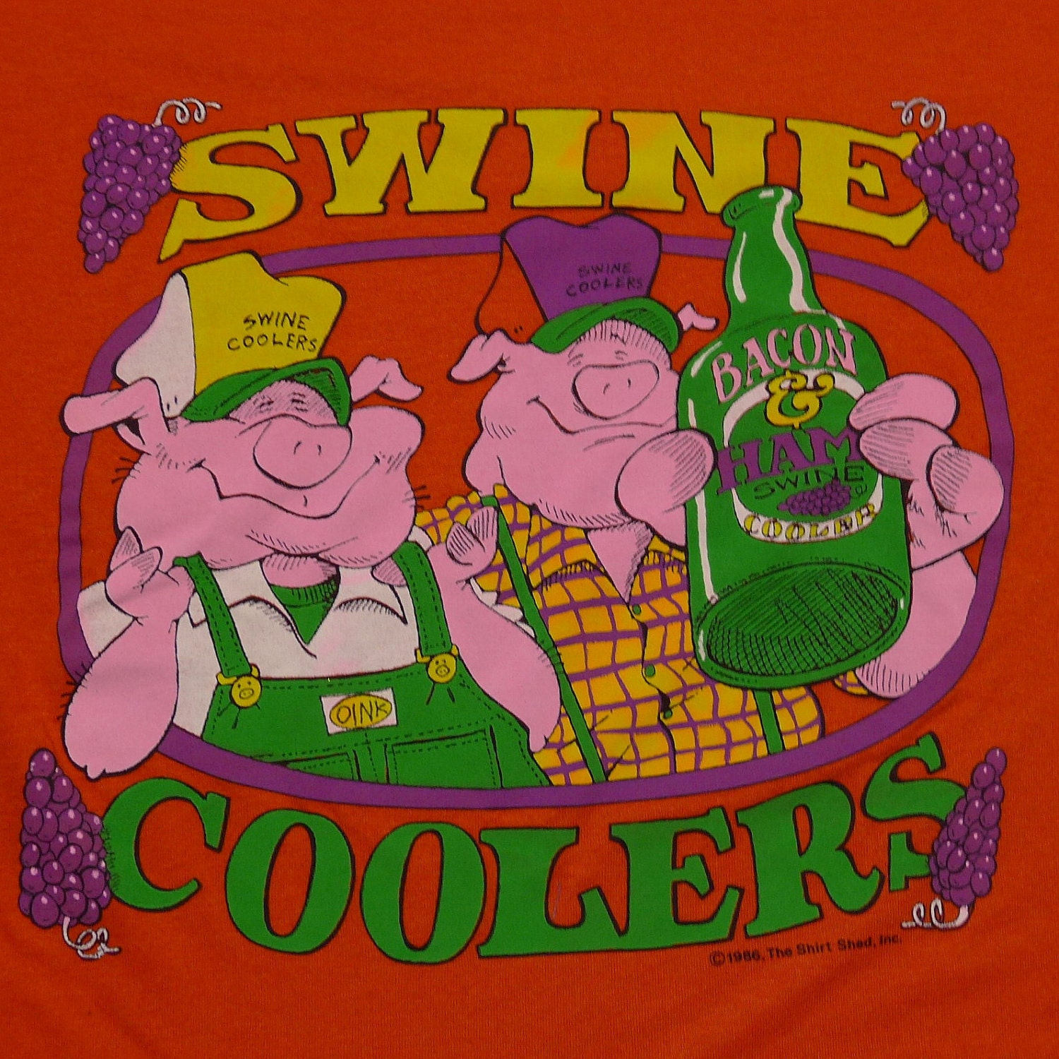 Vintage 86 Swine Coolers Orange Shirt, Schwein Shirts, Lustiges T-Shirt von vintageteesonline