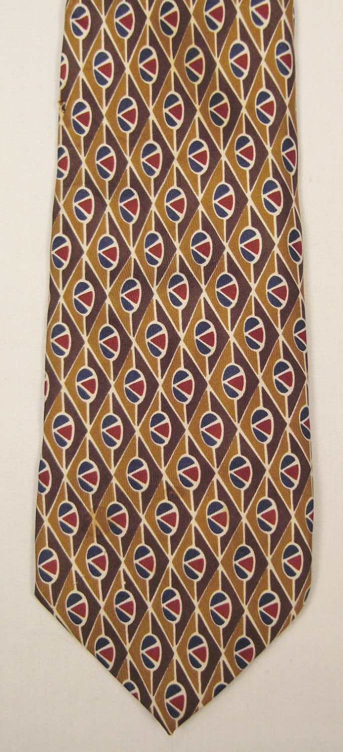 Designer Architekt Halskrawatte Kleines Mosaik Design 1980Er Seide 60In von vintagevasso