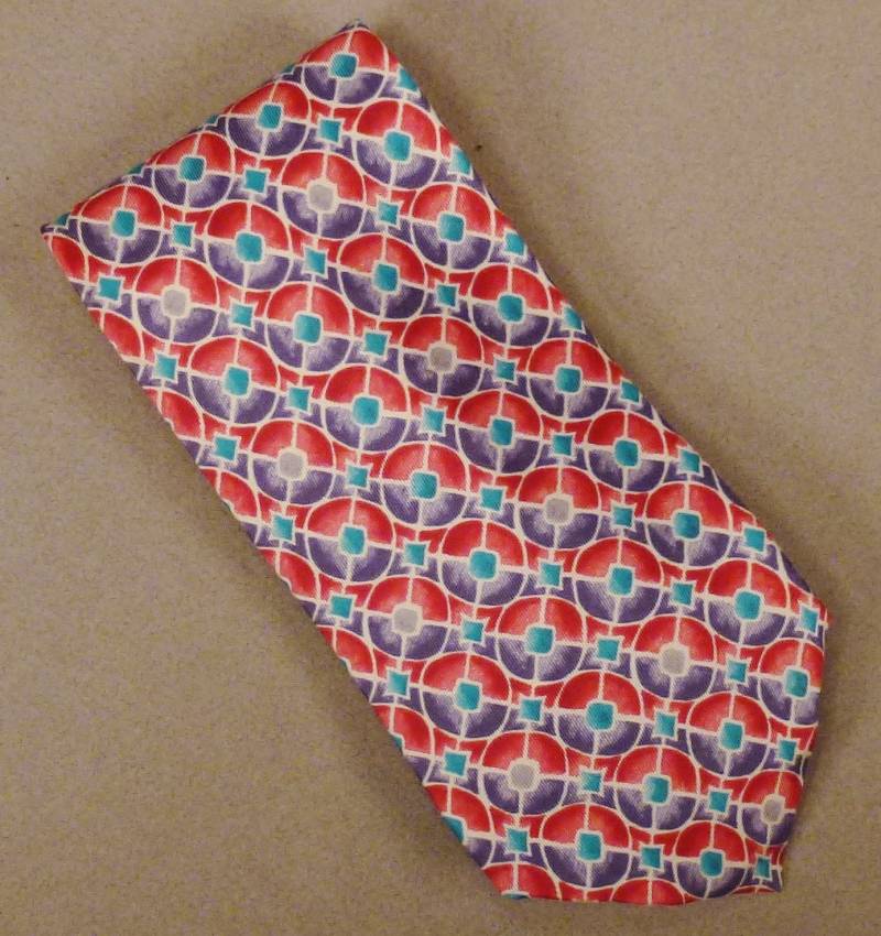 Designer Christian Dior Monsieur Krawatte Seide Köper Kreise Design Rot Pink Blau Grau 57x4 1980S Paris von vintagevasso