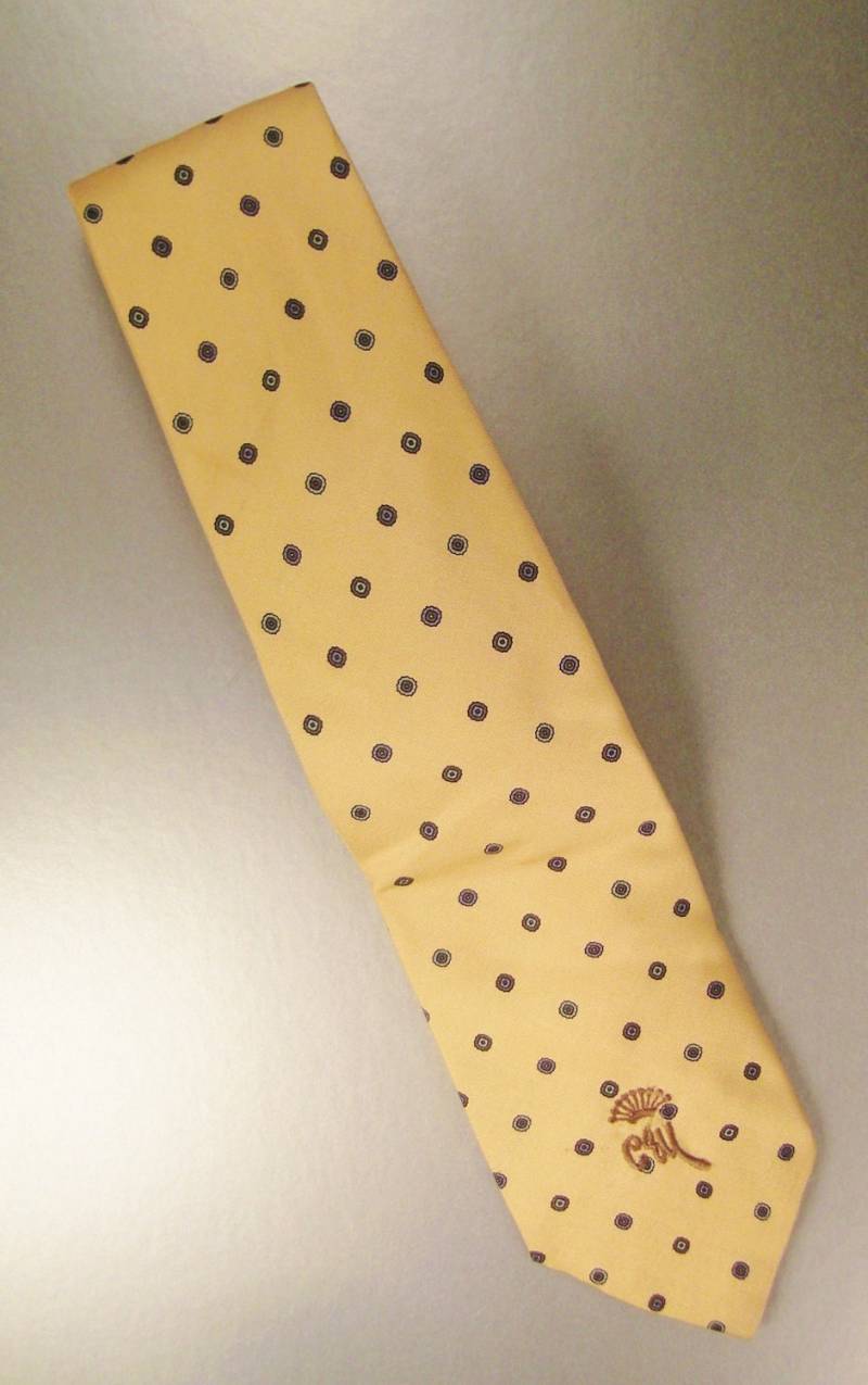 Designerin Countess Mara Krawatte Seide Punkte Design 1980Er Satin 59 in Long C M Logo von vintagevasso