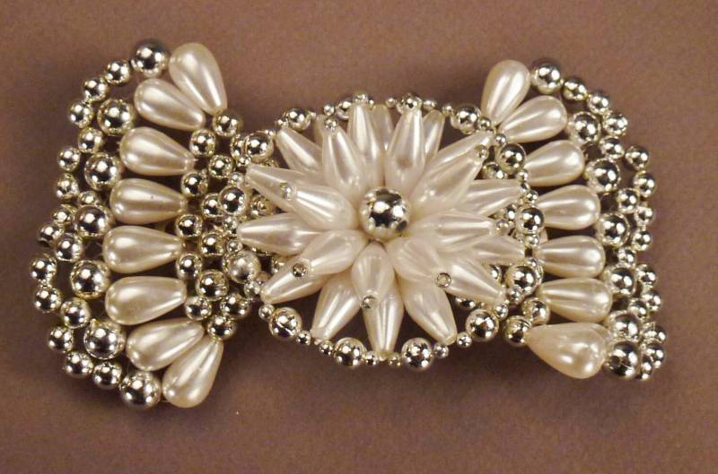 Hair Barette Bow Große Kunstperlen Silber Perlen Hochzeit Schmuck Ca 5 X 3 von vintagevasso