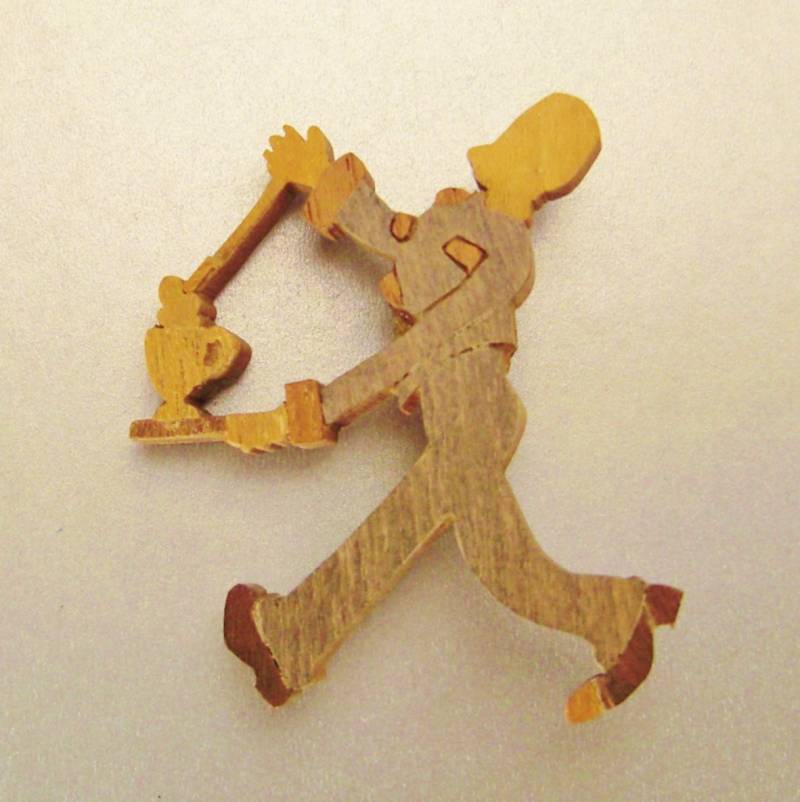 Vintage Brosche Kellnerfahrt in Holz 1930-40 Lackiert 1, 5 X 1 Rockabilly von vintagevasso