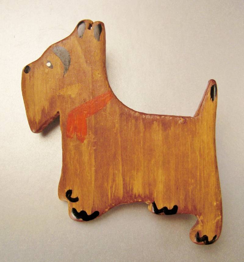 Vintage Brosche Scotty Wood 1930-40 Bemalt Largel Ca. 3 X Rockabilly Vintage Brosche Scotty Wood 1930-40 Bemalt Largel Ca. 3 X Rockabilly von vintagevasso