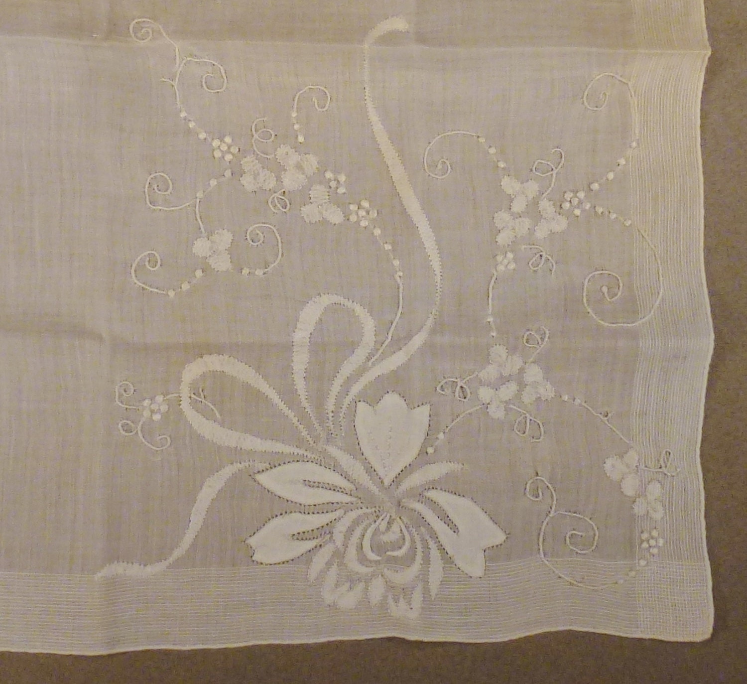 Vintage Madeira Taschentuch Hankie Hand Embr. Aplique Weiße Hochzeit 16 X Mint von vintagevasso