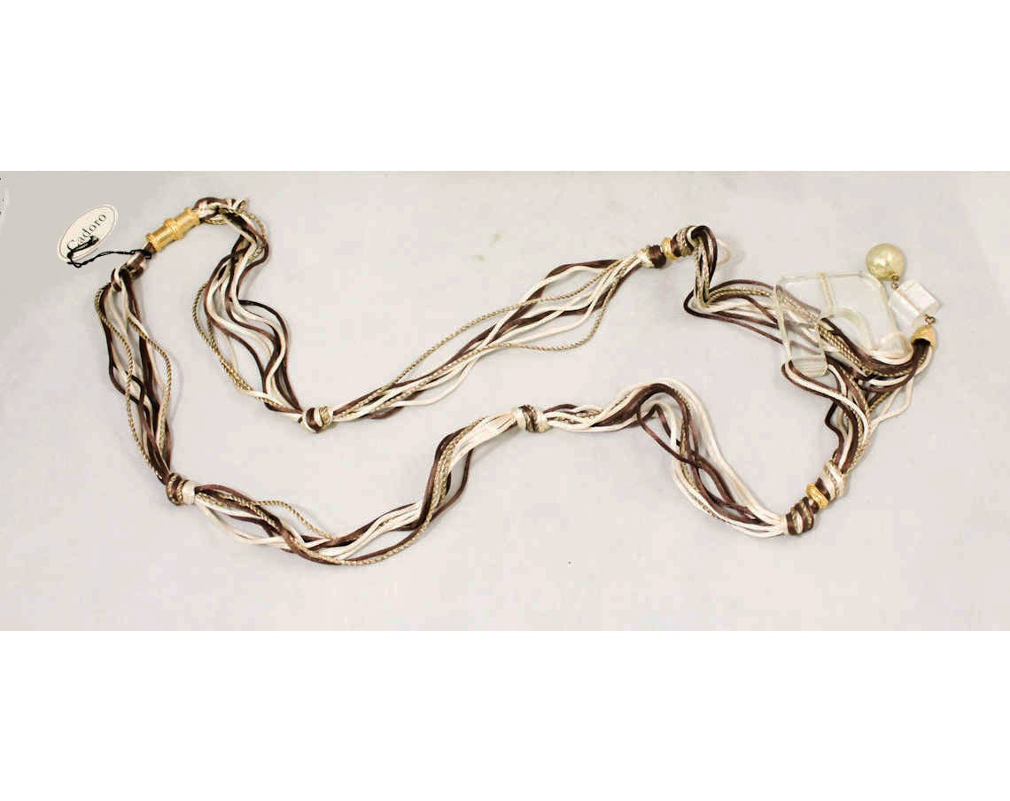 Artsy Gürtel Aus Braun-Weißer Satinkordel, Goldspirale Und Lucite - Große Größe 40 50 Tragbare Kunst 1980Er Jahre Avantgarde-Chic Neu Mit Artsy Gürtel Aus Braun-Weißer Satinkordel, Goldspirale Und Lucite - Große Größe 40 50 Tragbare Kunst 1980Er Jahre Avantgarde-Chic Neu Mit von vintagevixen