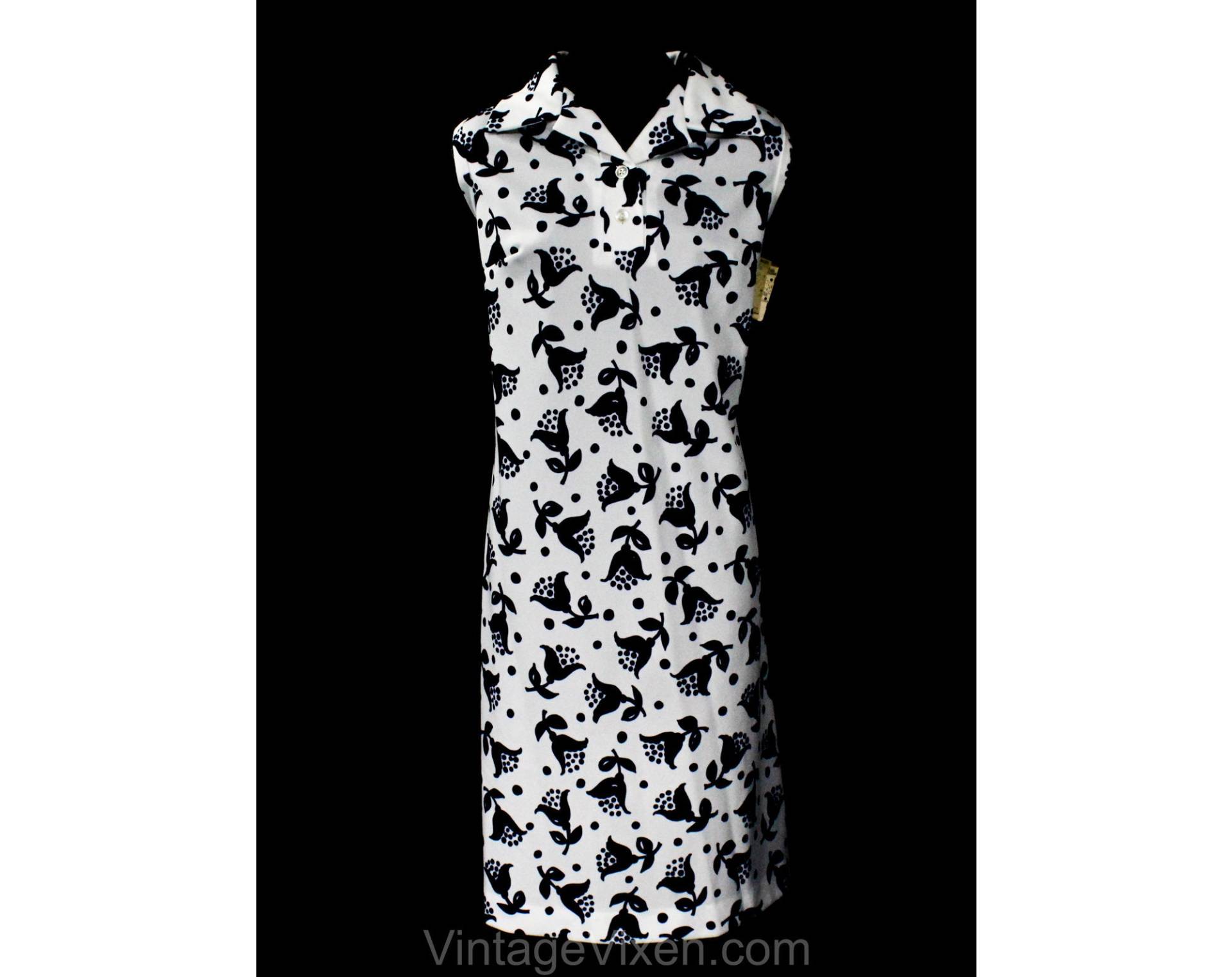 Großes 60Er Jahre Floral Sommerkleid - Größe 44 Ärmellos 1960Er Marineblau & Weißer Strick Rollkragen Preppy Cute Mod Neu Mit Etikett Deadstock Großes 60Er Jahre Floral Sommerkleid - Größe 44 Ärmellos 1960Er Marineblau & Weißer Strick Rollkragen Preppy Cute Mod Neu Mit Etikett Deadstock von vintagevixen