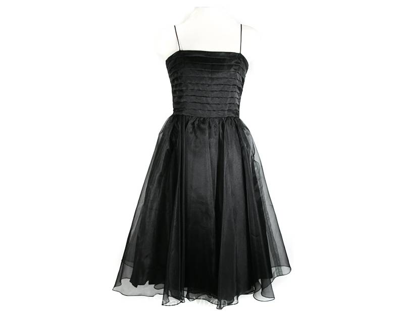 xs Schwarzes Partykleid - 50Er Look Schimmernde Organza Fit & Flare Cocktail 1990Er Jahre Kleines 260 Dollars Original Tag Größe 2 Büste 32 31521 von vintagevixen