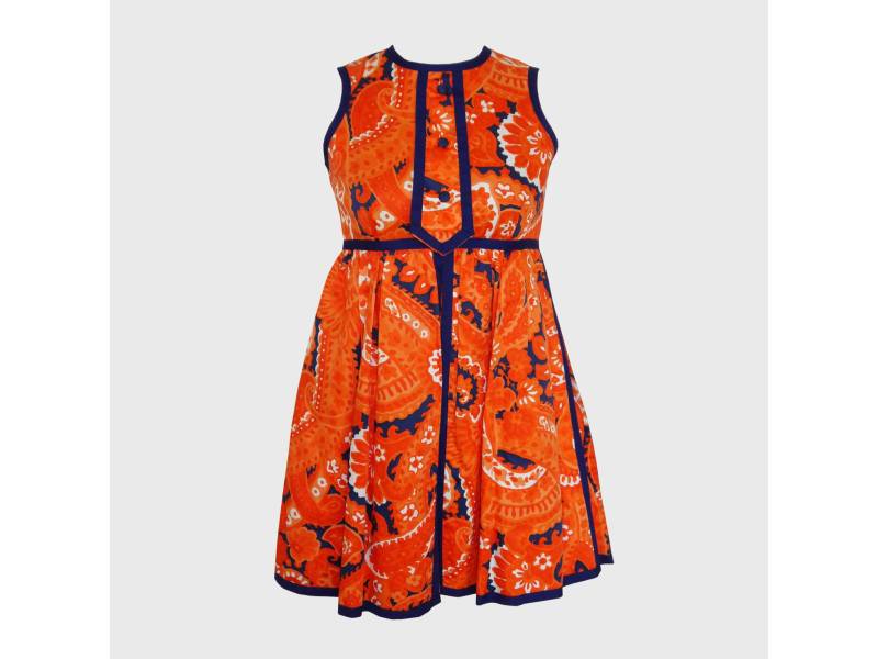 Geoffrey Beene 1960S Dokumentiert Frühling 1969 Vintage Mod Kleid Babydoll Rot Orange Dunkelblau Abstrakt Blumen Muster Xxs von vintagevonwerth