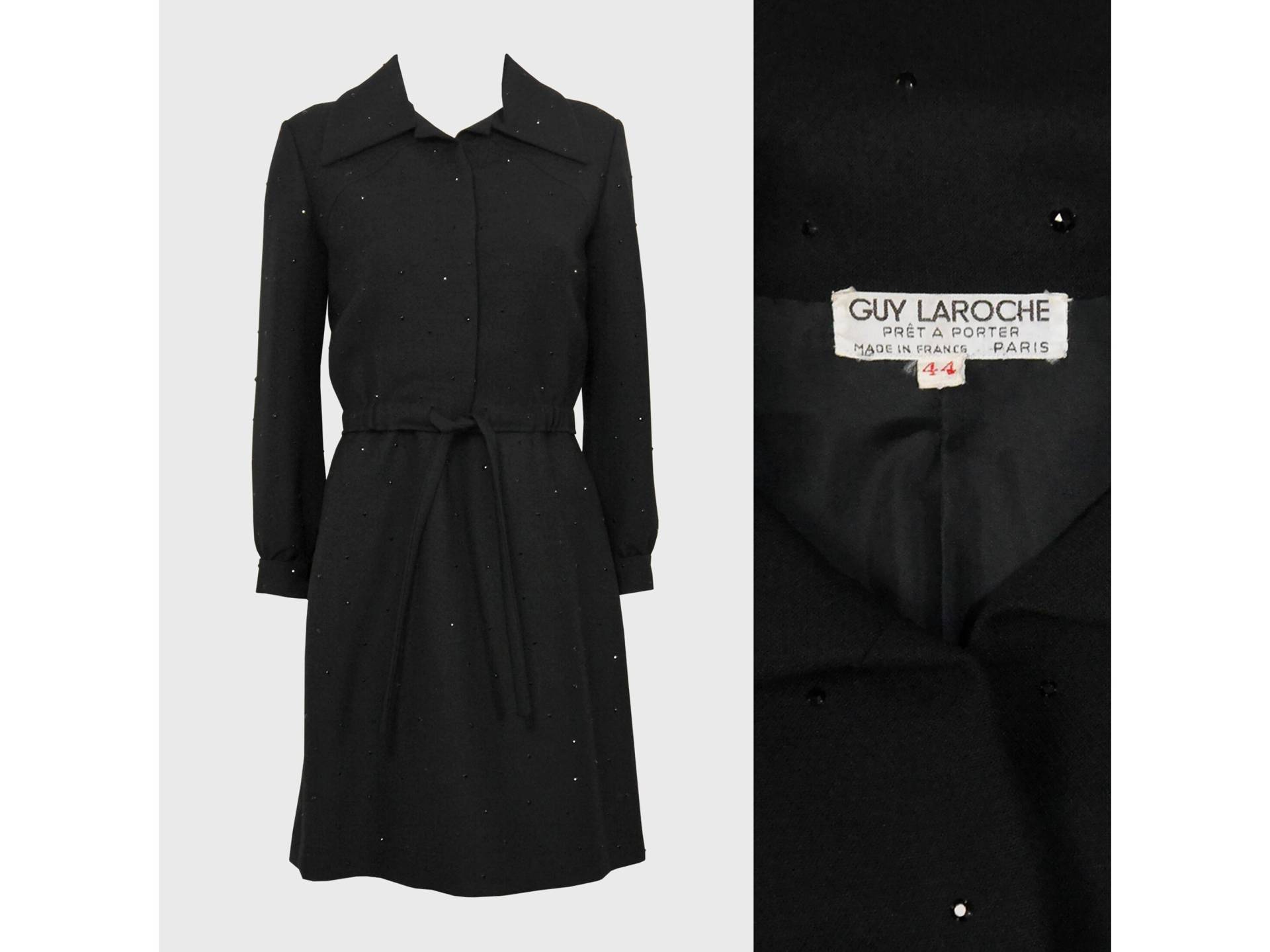 Guy Laroche Prêt-À-Porter 1960S Funkelnder Vintage-Abend-Cocktailanzug Mit Jacke Schwarzer Strasssteingröße Gr. 38 Guy Laroche Prêt-À-Porter 1960S Funkelnder Vintage-Abend-Cocktailanzug Mit Jacke Schwarzer Strasssteingröße Gr. 38 von vintagevonwerth