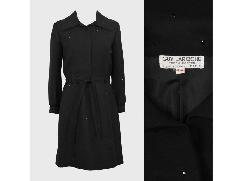 Guy Laroche Prêt-À-Porter 1960S Funkelnder Vintage-Abend-Cocktailanzug Mit Jacke Schwarzer Strasssteingröße Gr. 38 Guy Laroche Prêt-À-Porter 1960S Funkelnder Vintage-Abend-Cocktailanzug Mit Jacke Schwarzer Strasssteingröße Gr. 38 von vintagevonwerth