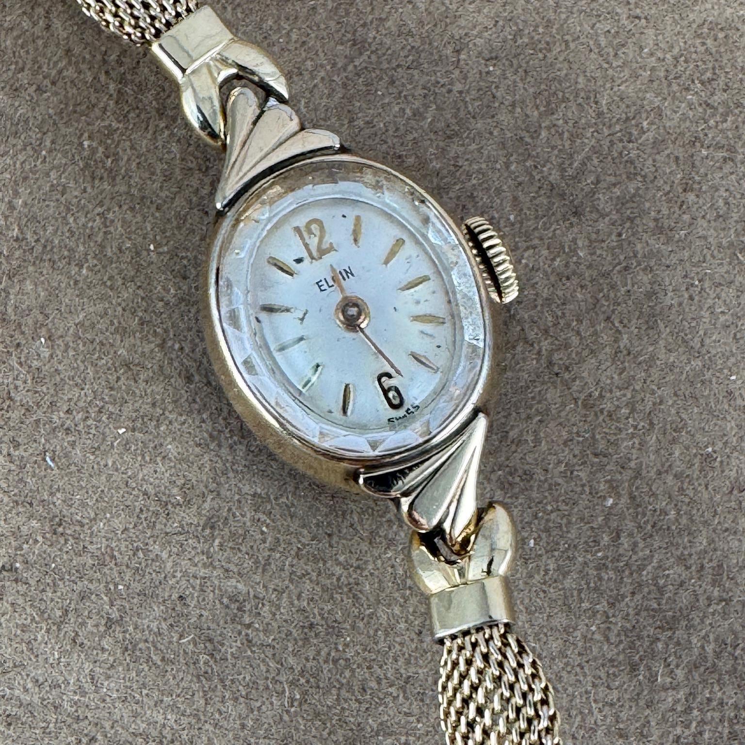 10 Karat Gelbgold Gefüllt Elgin 17 Juwelen Schweizer Uhr Mit 10K Gold Mesh Armband Edelstahl Zurück Handaufzug Funktioniert Hält Die Zeit von vintagewatches4sale