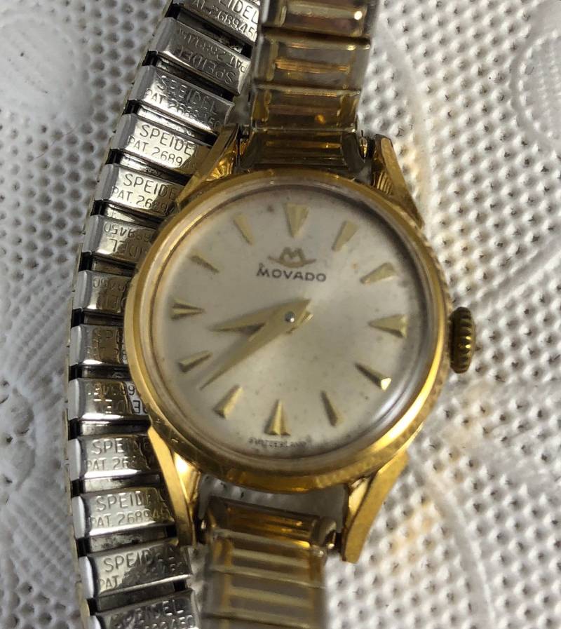 Vintage Movado Handaufzug Uhr 18K Vergoldete Lünette, Speidel Band von vintagewatches4sale