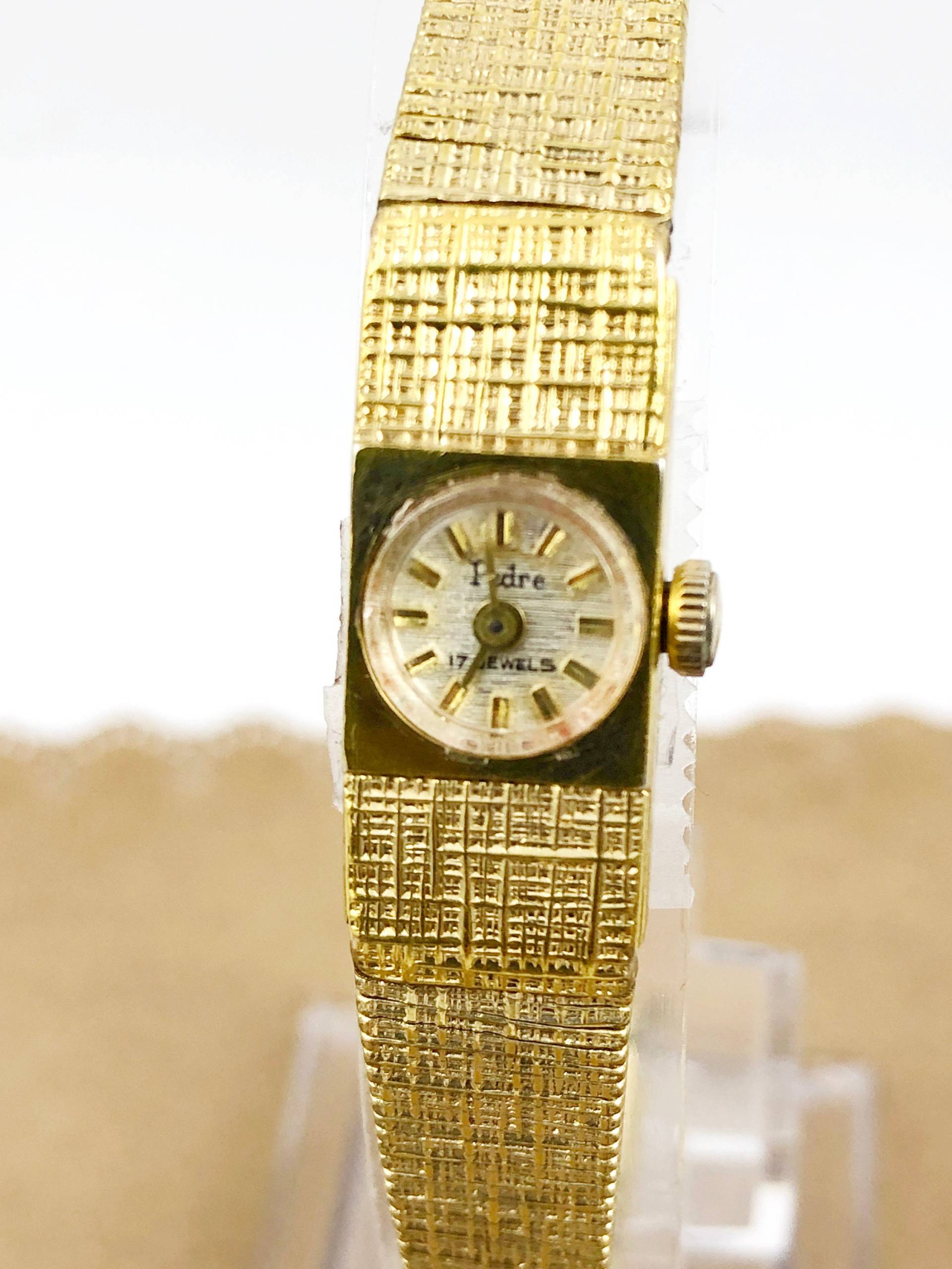 Vintage Pedre Schweizer Goldfarbene Damenuhr Florentiner Armband, 17 Juwelen von vintagewatches4sale