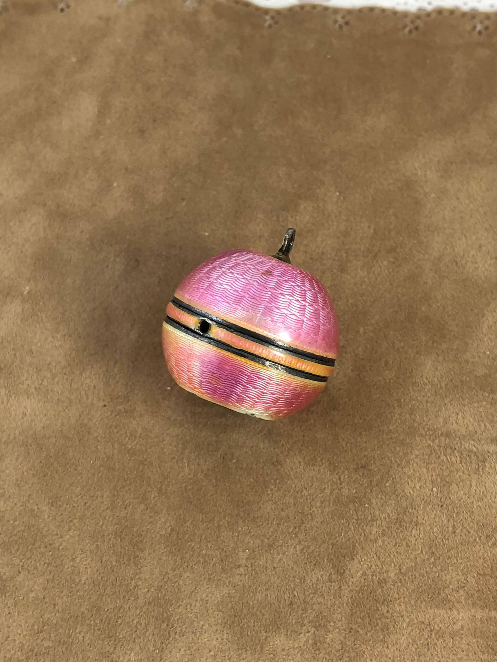 Vintage Sterling Silber Rosa Guilloche Emaille Uhrenkugel - Schweizer 925 von vintagewatches4sale