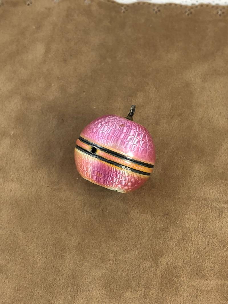Vintage Sterling Silber Rosa Guilloche Emaille Uhrenkugel - Schweizer 925 von vintagewatches4sale