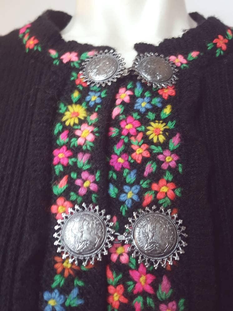 Pasubio Hochwertige Vintage 40Er Jahre Cardingan Retro-stil Gestrickt Und Von Hand Bestickt Vorne Closr Mit Metall Schönbuch Vintage40S Oberen von vintagexr