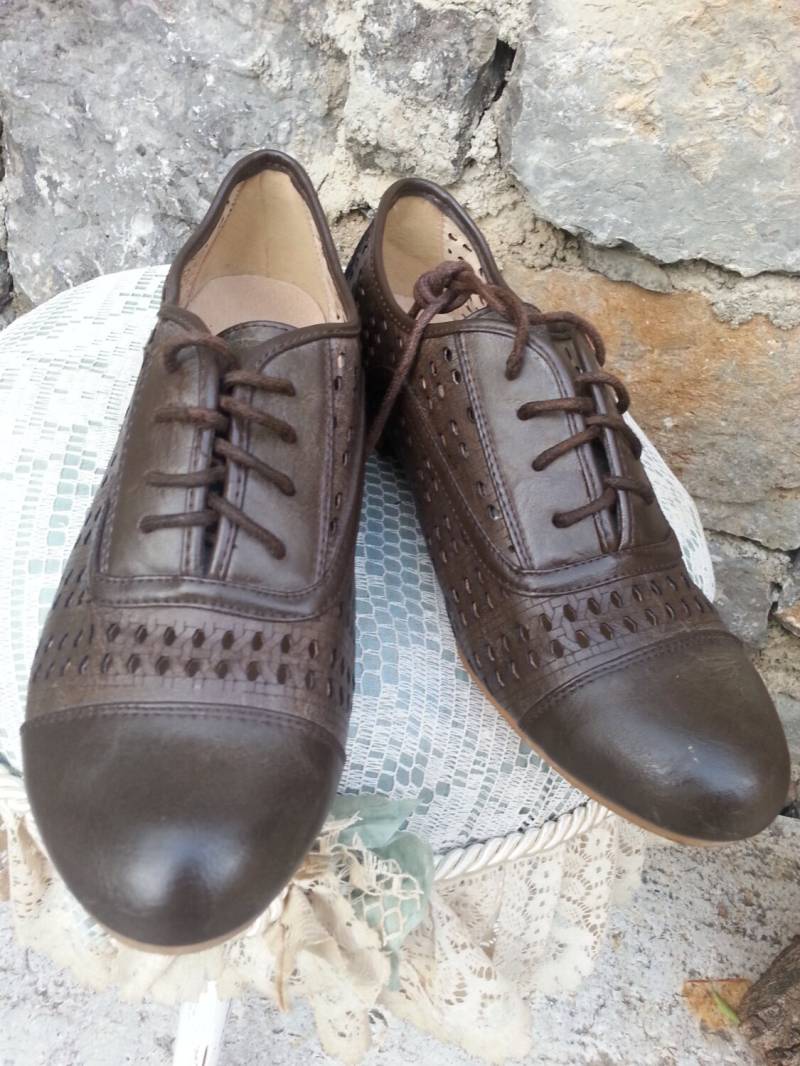 Sallvatore Crocci Schöne Braune Schuhe Artiganal Mitte 80Er Lederschuhe Zeit Preloved Neu Boho Stil Retro Bohochic von vintagexr