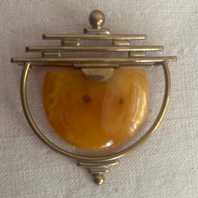 Bernstein Brosche Jugendstil Große Butterscotch von vintej