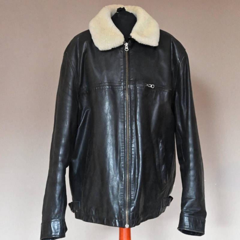 Healey Vintage Lederjacke Pilotenjacke Fliegerjacke 3000 Schwarz von vintej