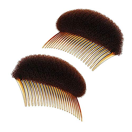 2 Stück 28 Zähne braune Volumen Bump Einsätze Haarbasis Styling Einsatz Zopf Werkzeug Haar Bump Up Kamm Clip Puffy Pferdeschwanz Einsatz Haarkamm Beehive Hair Styler Haarschmuck für Frauen DIY von vipolish