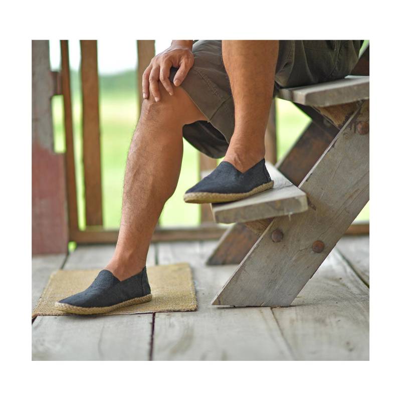 Virblatt - Espadrilles Damen & Herren | Hanf Goa Espadrille Slippers Ballerina Hippie Kleidung Bequem Schwarz von virblatt