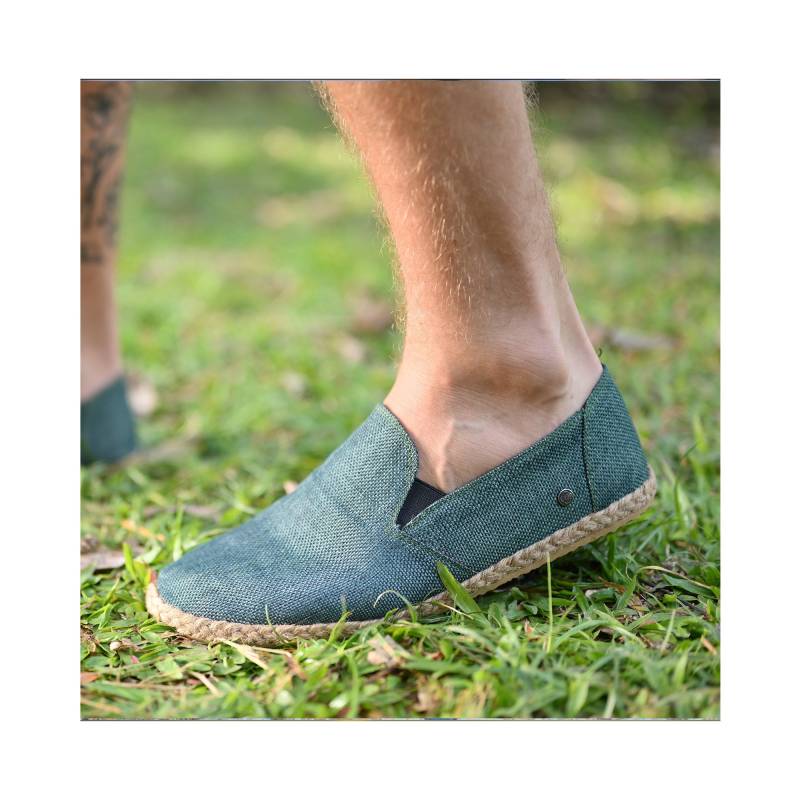 Virblatt - Espadrilles Herren | Hanf Sommerschuhe Slipper Goa Barfußschuhe Mokassins Kleidung Leichtfüßig Petrol von virblatt