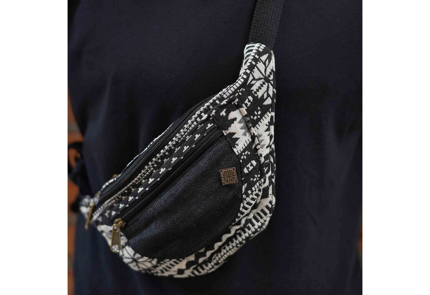 virblatt Bauchtasche bunt, Hanf, Bauchtasche Hanf Goa Hüfttasche Umhängetasche Herren, hochwertige Metallschnalle, Ethnoverzierung von virblatt