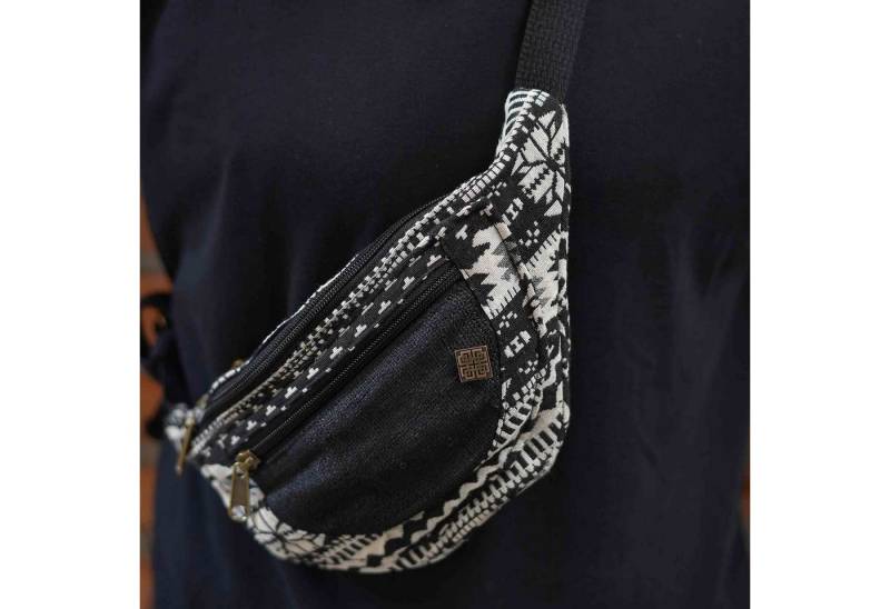 virblatt Bauchtasche bunt, Hanf, Bauchtasche Hanf Goa Hüfttasche Umhängetasche Herren, hochwertige Metallschnalle, Ethnoverzierung von virblatt