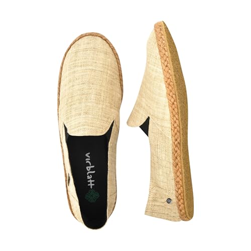 virblatt - Espadrilles Herren | 100% Hanf | Sommerschuhe Herren Espandrillos Slipper Stoffschuhe Freizeitschuhe Leinenschuhe Hippie Slip on Leinenschuhe Hippie Slip on - Bequem 42 beige von virblatt