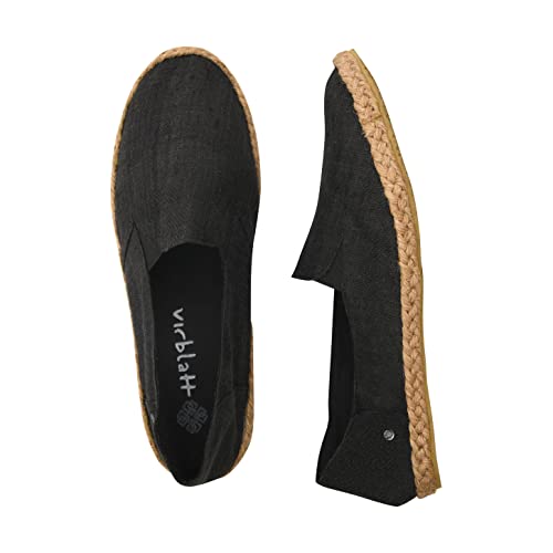 virblatt - Espadrilles Herren | 100% Hanf | Sommerschuhe Herren Espandrillos Slipper Stoffschuhe Freizeitschuhe Leinenschuhe Hippie Slip on Leinenschuhe Hippie Slip on - Bequem 46 schwarz von virblatt