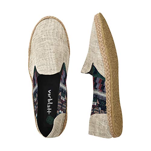 virblatt - Espadrilles Herren | 100% Hanf | Sommerschuhe Herren Espandrillos Slipper Stoffschuhe Freizeitschuhe Leinenschuhe Hippie Slip on Leinenschuhe Hippie Slip on - Passend 40 beige von virblatt