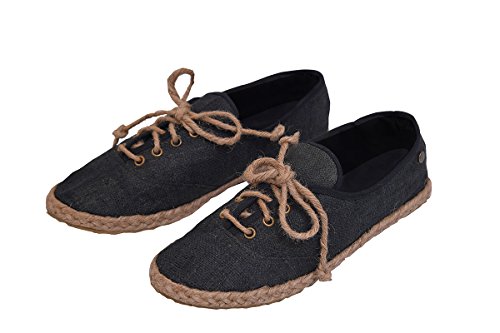 virblatt - Espandrillos Damen | 100% Hanf | Ballerinas Damen Sommerschuhe Damen Hippie Kleidung Damen Hippie Schuhe -Barfuß Damen 37 schwarz von virblatt