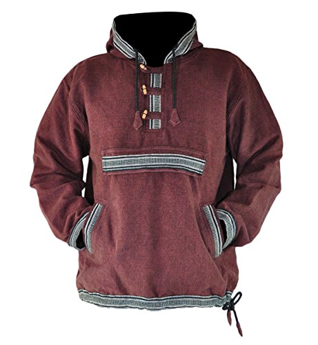 virblatt - Herren Hoodie | 100% Baumwolle | Baja Hoodie Herren Kapuzenpullover Männer Vintage Pullover Winter Hippie Jacke - Sphärenhaft M braun von virblatt