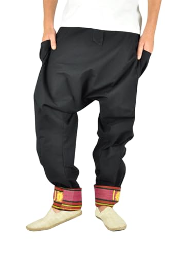 virblatt - Haremshose Herren | 100% Baumwolle | Aladinhose Herren Goa Hose Hippie Hose leichte Sommerhose Yogahose Pumphose Stoffhose - Freudentanz S-M S von virblatt