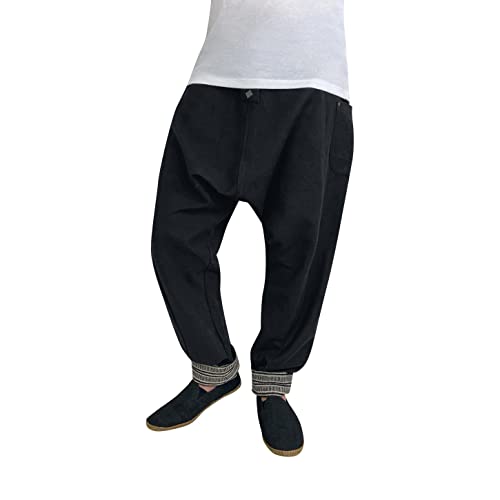 virblatt - Haremshose Herren Winter | Baumwolle | Aladinhose Herren Goa Hose Herren Hippie Hose Pluderhose Pumphose Harem Pants - Wintertanz L-XL s von virblatt