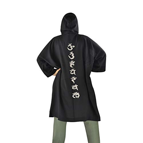 virblatt - Kimono Damen lang | Unisex | Poncho Damen Kimono japanisch Boho Kimono Damen Sommer Ethno Siehin - Friedensbote Black von virblatt